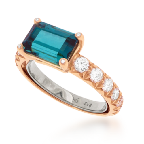 Bague tourmaline et diamants