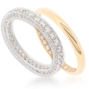 Paire d’alliances or rose et diamants blancs or blanc