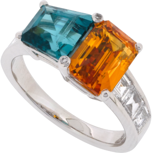 Bague Fine En Or Blanc 18 Carats Avec Saphir Orange - 0,79g, Occasion