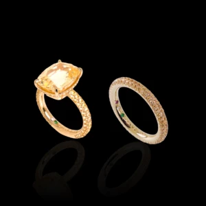 Duo alliance et bague de fiançaille en Citrine