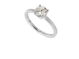 Bague solitaire format rond avec un diamant en or blanc