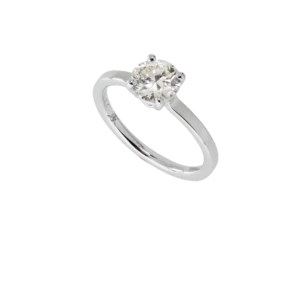 Bague solitaire format rond avec un diamant en or blanc