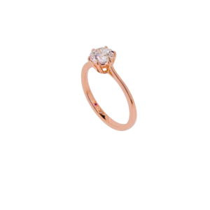 Bague solitaire or rose avec diamant rond