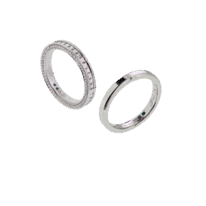 Alliances de couple diamant tour complet taille émeraude